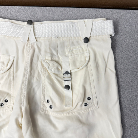 Da-NANG Silk Cargo Shorts Womens Small Ivory Belted Utility Casual Relaxed - Picture 8 of 10